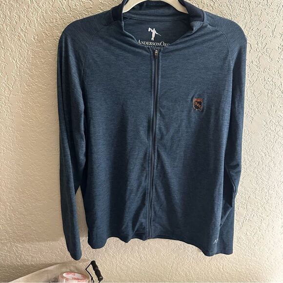 Anderson Ord Performance Apparel Blue Zip Up Athletic Pullover Size Medium - Picture 9 of 9